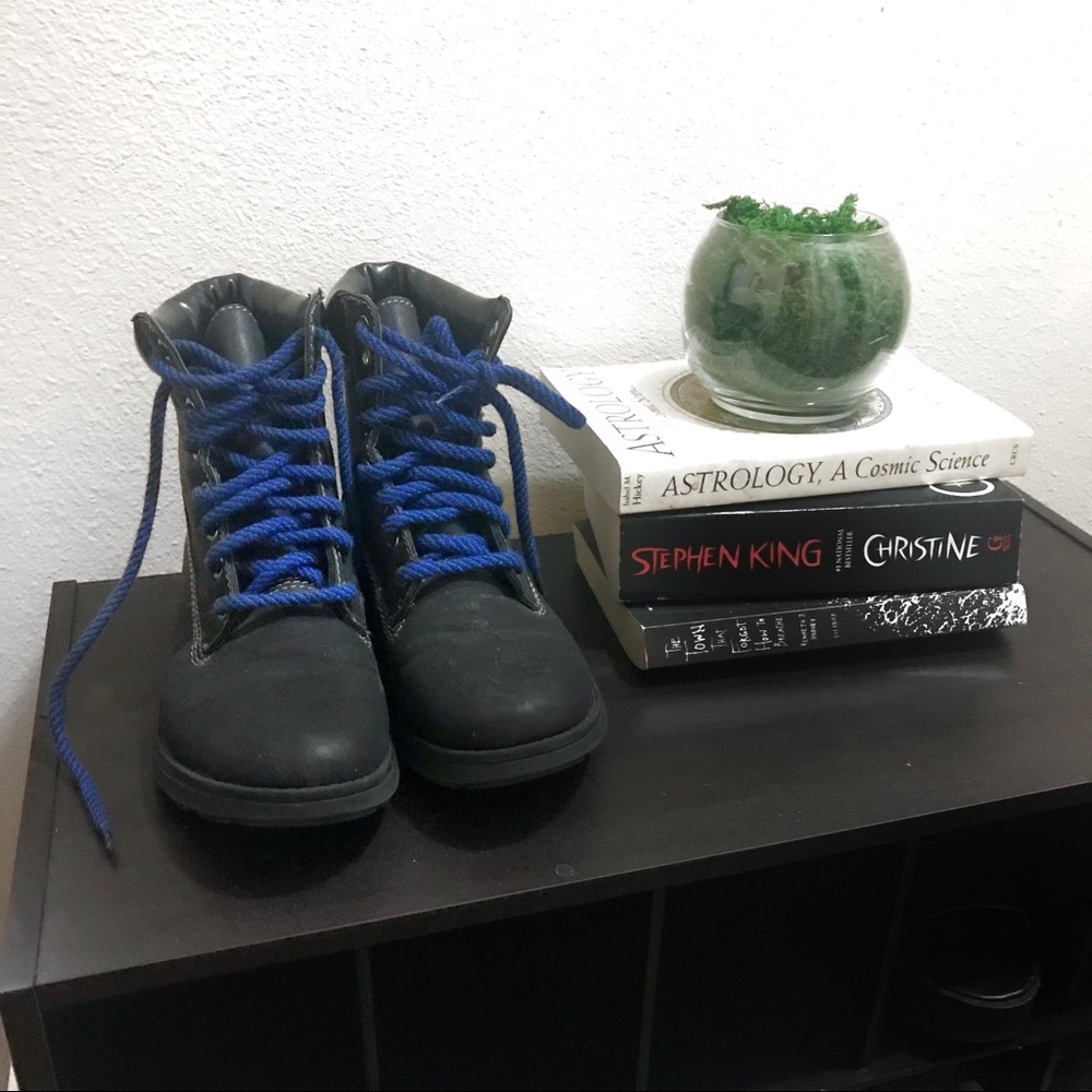 Combat Boots with Blue laces